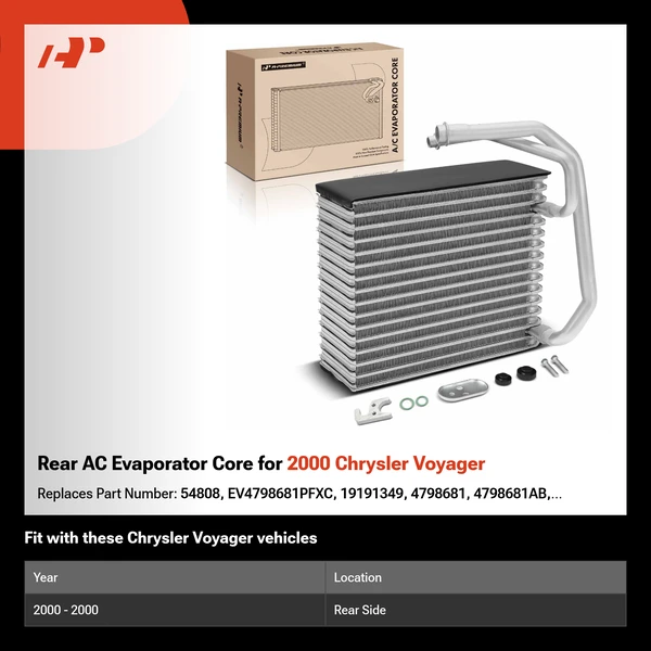 Rear AC Evaporator Core for 2000 Chrysler Voyager