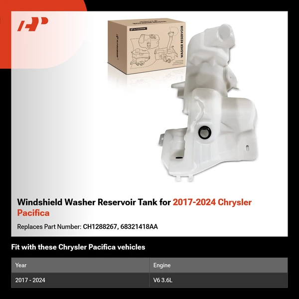 Windshield Washer Reservoir Tank for 2017-2024 Chrysler Pacifica