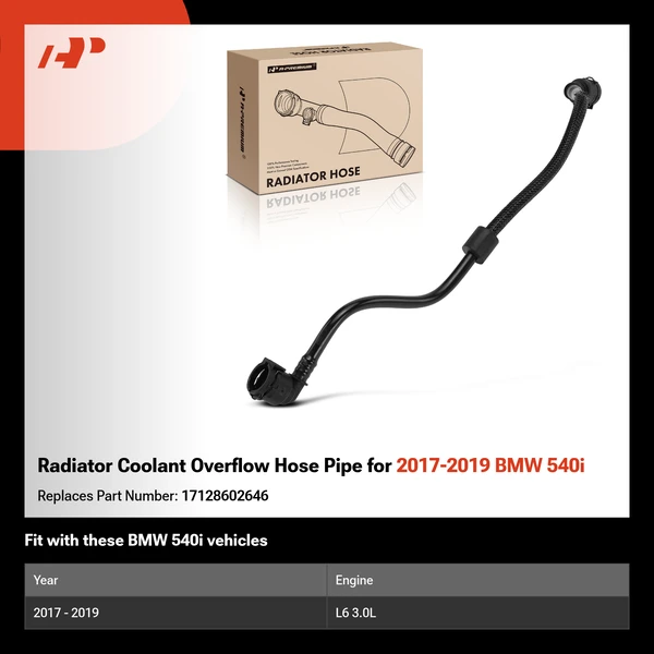 Radiator Coolant Overflow Hose Pipe for 2017-2019 BMW 540i