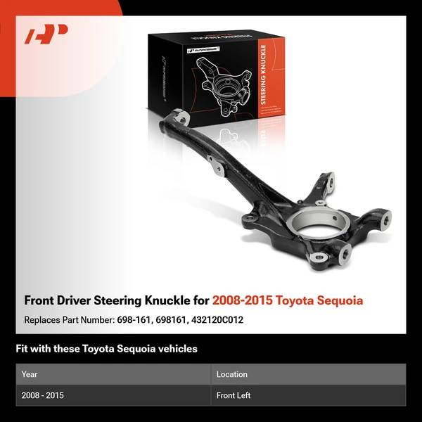 Front Driver Steering Knuckle for 2008-2015 Toyota Sequoia