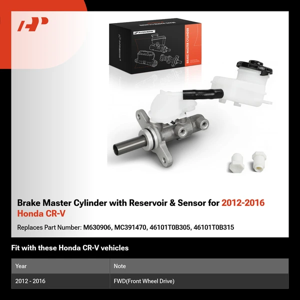 Brake Master Cylinder with Reservoir & Sensor for 2012-2016 Honda CR-V