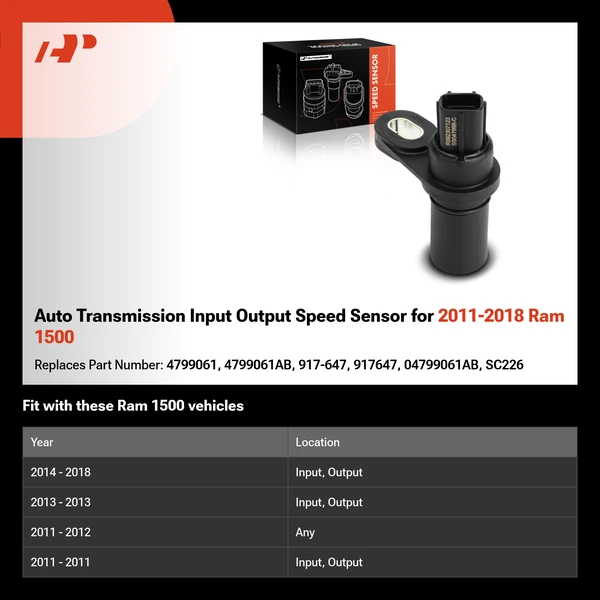 Auto Transmission Input Output Speed Sensor for 2011-2018 Ram 1500