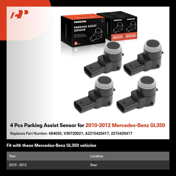 4 Pcs Parking Assist Sensor for 2010-2012 Mercedes-Benz GL350