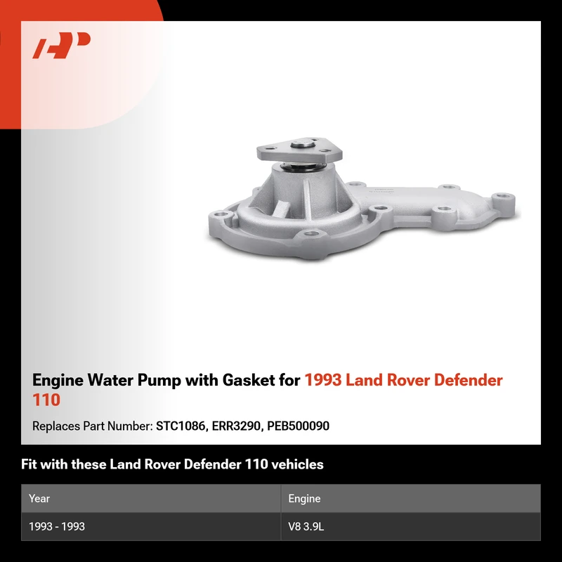 Engine Water Pump with Gasket for 1993 Land Rover Defender 110