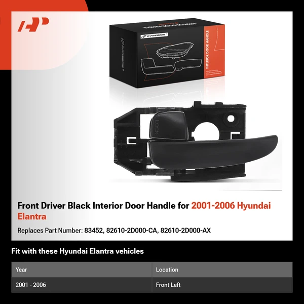 Front Driver Black Interior Door Handle for 2001-2006 Hyundai Elantra