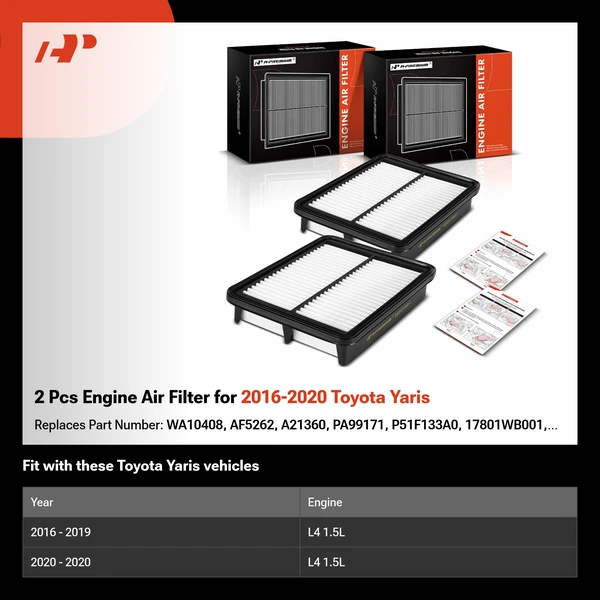 2 Pcs Engine Air Filter for 2016-2020 Toyota Yaris