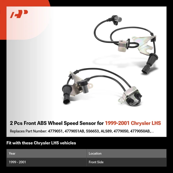 2 Pcs Front ABS Wheel Speed Sensor for 1999-2001 Chrysler LHS