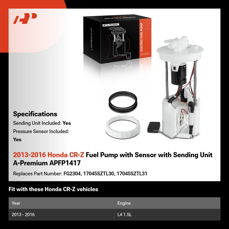 2013-2016 Honda CR-Z Fuel Pump with Sensor with Sending Unit A-Premium APFP1417