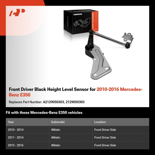 Front Driver Black Height Level Sensor for 2010-2016 Mercedes-Benz E350