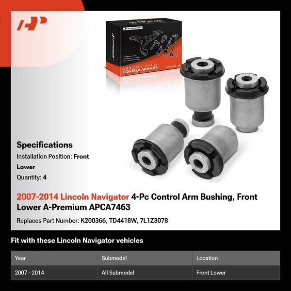 2007-2014 Lincoln Navigator 4-Pc Control Arm Bushing, Front Lower A-Premium APCA7463