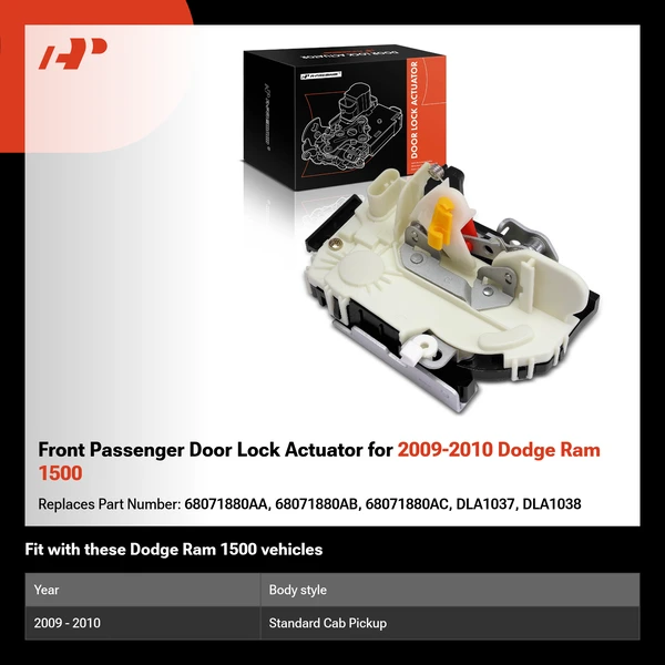Front Passenger Door Lock Actuator for 2009-2010 Dodge Ram 1500