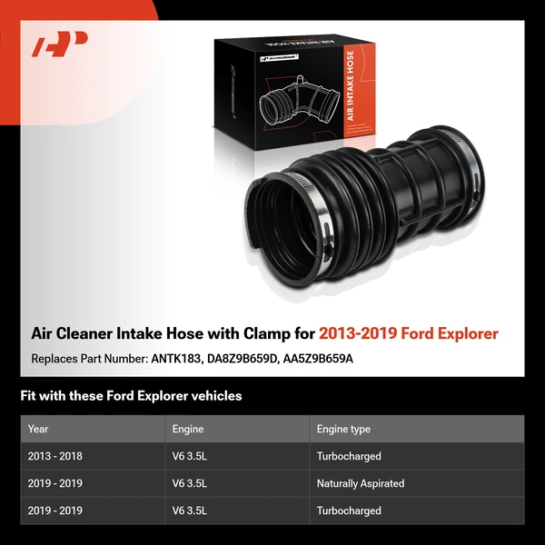 Air Cleaner Intake Hose with Clamp for 2013-2019 Ford Explorer