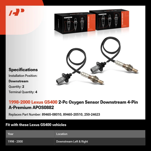 1998-2000 Lexus GS400 2-Pc Oxygen Sensor Downstream 4-Pin A-Premium APOS0882