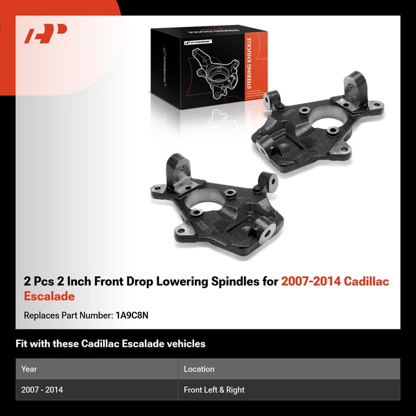 2 Pcs 2 Inch Front Drop Lowering Spindles for 2007-2014 Cadillac Escalade