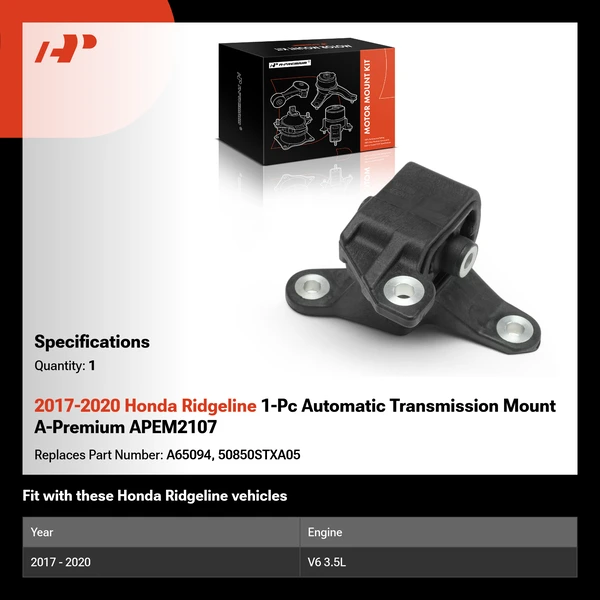 2017-2020 Honda Ridgeline 1-Pc Automatic Transmission Mount A-Premium APEM2107