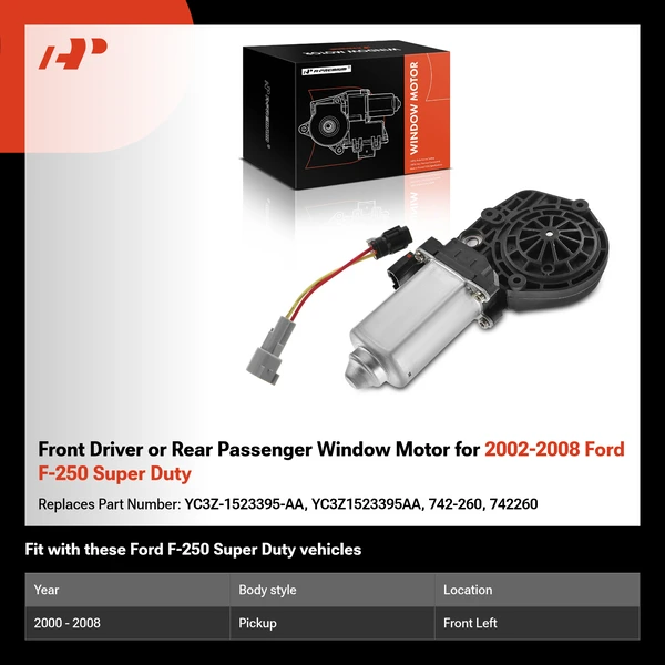 Front Driver or Rear Passenger Window Motor for 2002-2008 Ford F-250 Super Duty