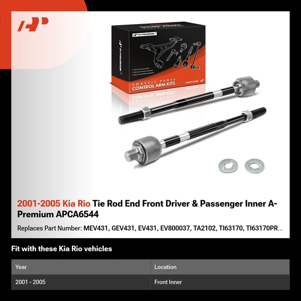 2001-2005 Kia Rio Tie Rod End Front Driver & Passenger Inner A-Premium APCA6544