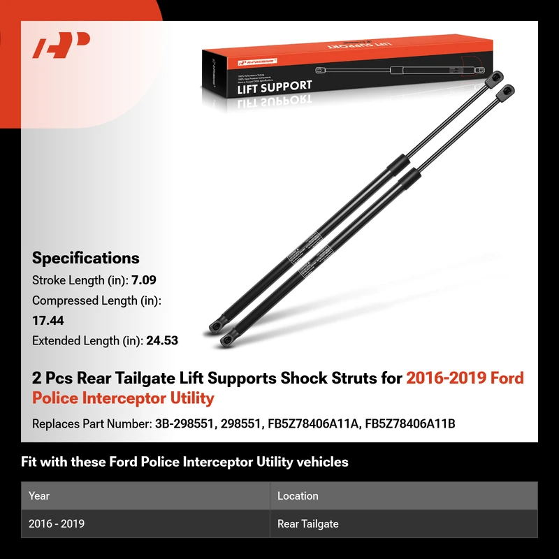 2 Pcs Rear Tailgate Lift Supports Shock Struts for 2016-2019 Ford Police Interceptor Utility