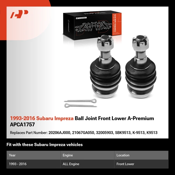 1993-2016 Subaru Impreza Ball Joint Front Lower A-Premium APCA1757