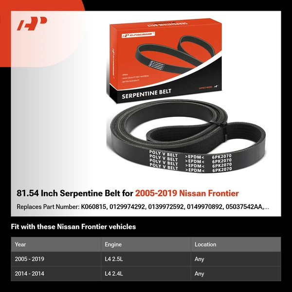 81.54 Inch Serpentine Belt for 2005-2019 Nissan Frontier