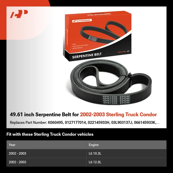 49.61 inch Serpentine Belt for 2002-2003 Sterling Truck Condor