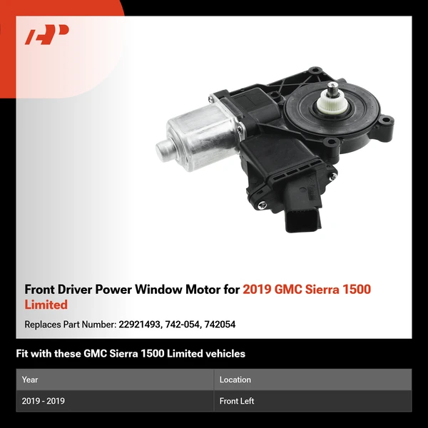 Front Driver Power Window Motor for 2019 GMC Sierra 1500 Limited