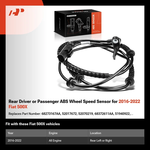 Rear Driver or Passenger ABS Wheel Speed Sensor for 2016-2022 Fiat 500X