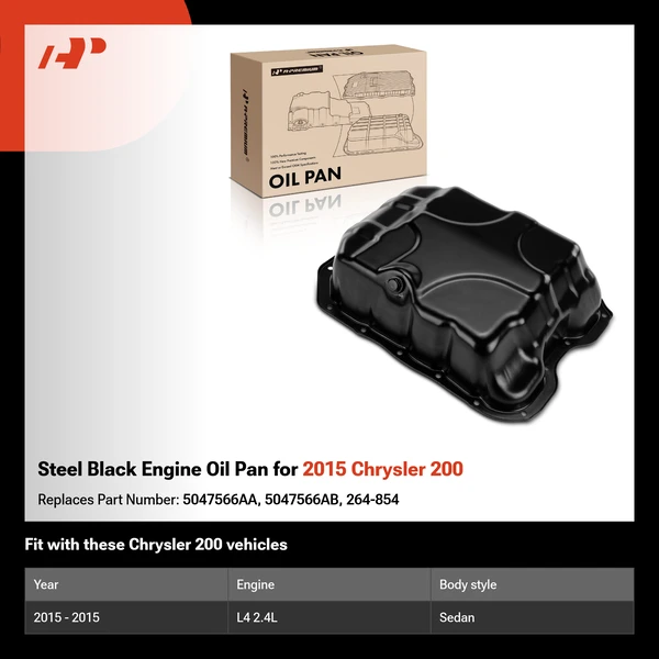 Steel Black Engine Oil Pan for 2015 Chrysler 200