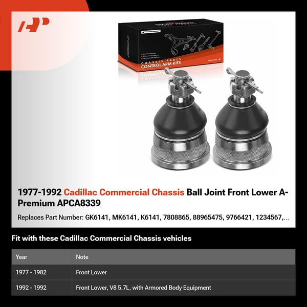 1977-1992 Cadillac Commercial Chassis Ball Joint Front Lower A-Premium APCA8339