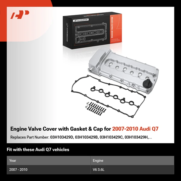 Engine Valve Cover with Gasket & Cap for 2007-2010 Audi Q7