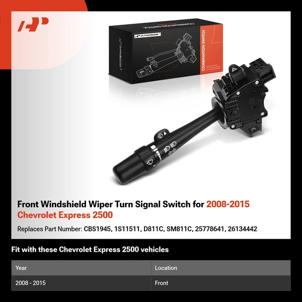 Front Windshield Wiper Turn Signal Switch for 2008-2015 Chevrolet Express 2500