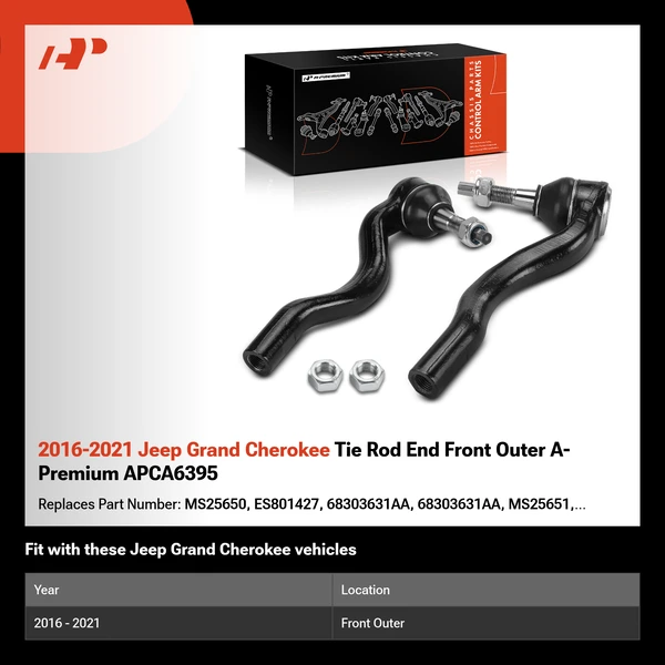 2016-2021 Jeep Grand Cherokee Tie Rod End Front Outer A-Premium APCA6395