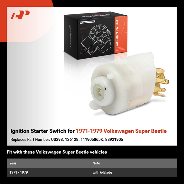 Ignition Starter Switch for 1971-1979 Volkswagen Super Beetle
