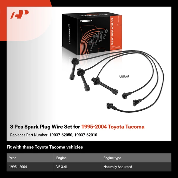 3 Pcs Spark Plug Wire Set for 1995-2004 Toyota Tacoma