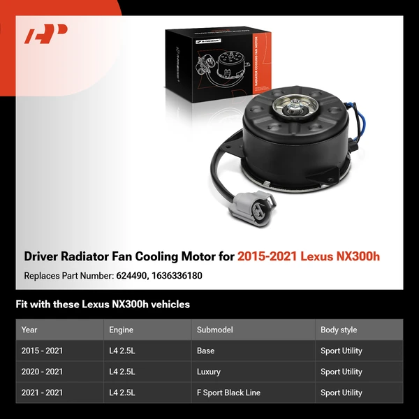 Driver Radiator Fan Cooling Motor for 2015-2021 Lexus NX300h