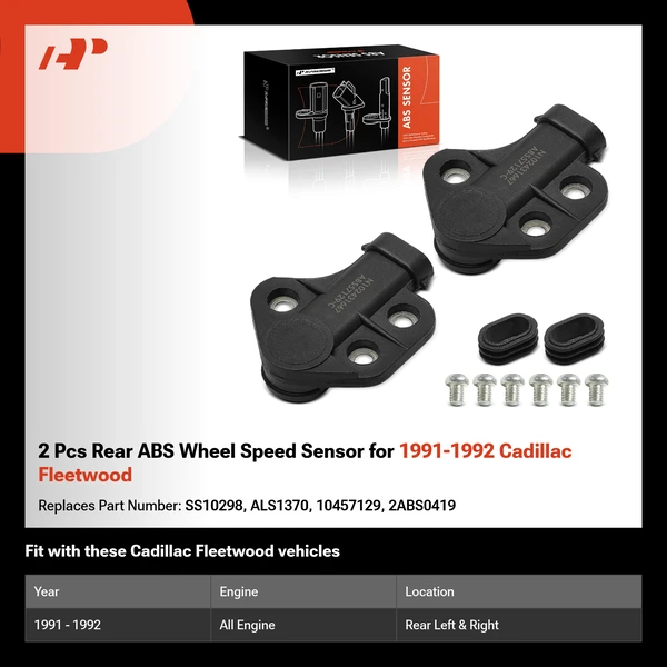 2 Pcs Rear ABS Wheel Speed Sensor for 1991-1992 Cadillac Fleetwood