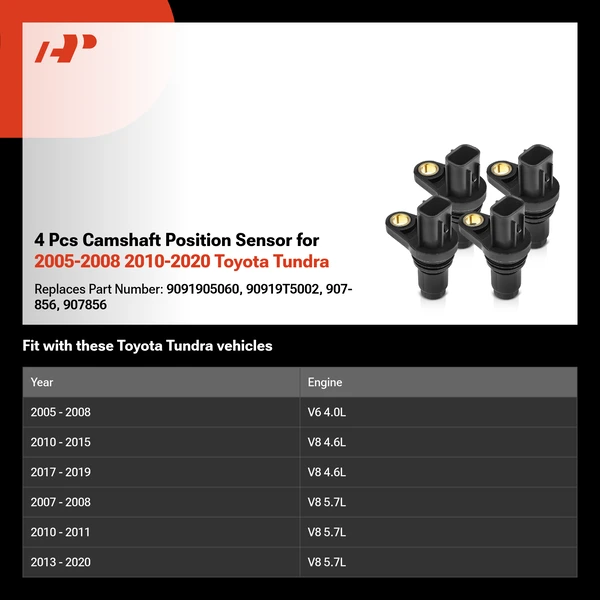 4 Pcs Camshaft Position Sensor for 2005-2008 2010-2020 Toyota Tundra