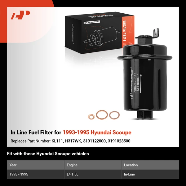 In Line Fuel Filter for 1993-1995 Hyundai Scoupe