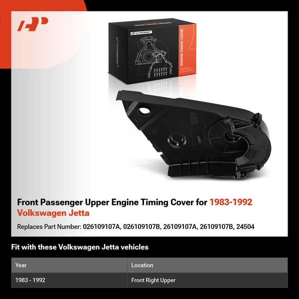 Front Passenger Upper Engine Timing Cover for 1983-1992 Volkswagen Jetta