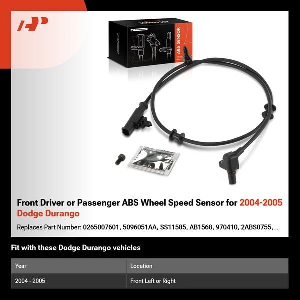 Front Driver or Passenger ABS Wheel Speed Sensor for 2004-2005 Dodge Durango