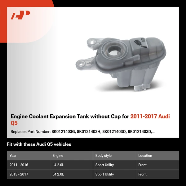 Engine Coolant Expansion Tank without Cap for 2011-2017 Audi Q5