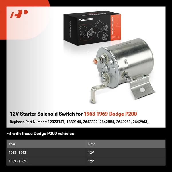 12V Starter Solenoid Switch for 1963 1969 Dodge P200