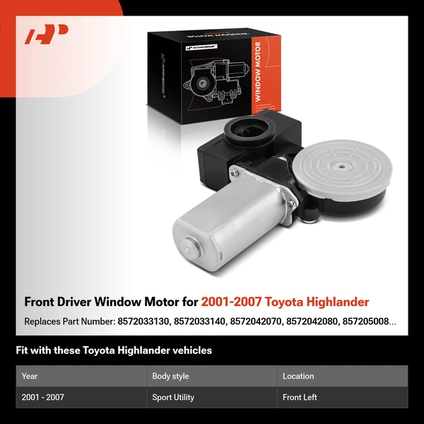 Front Driver Window Motor for 2001-2007 Toyota Highlander