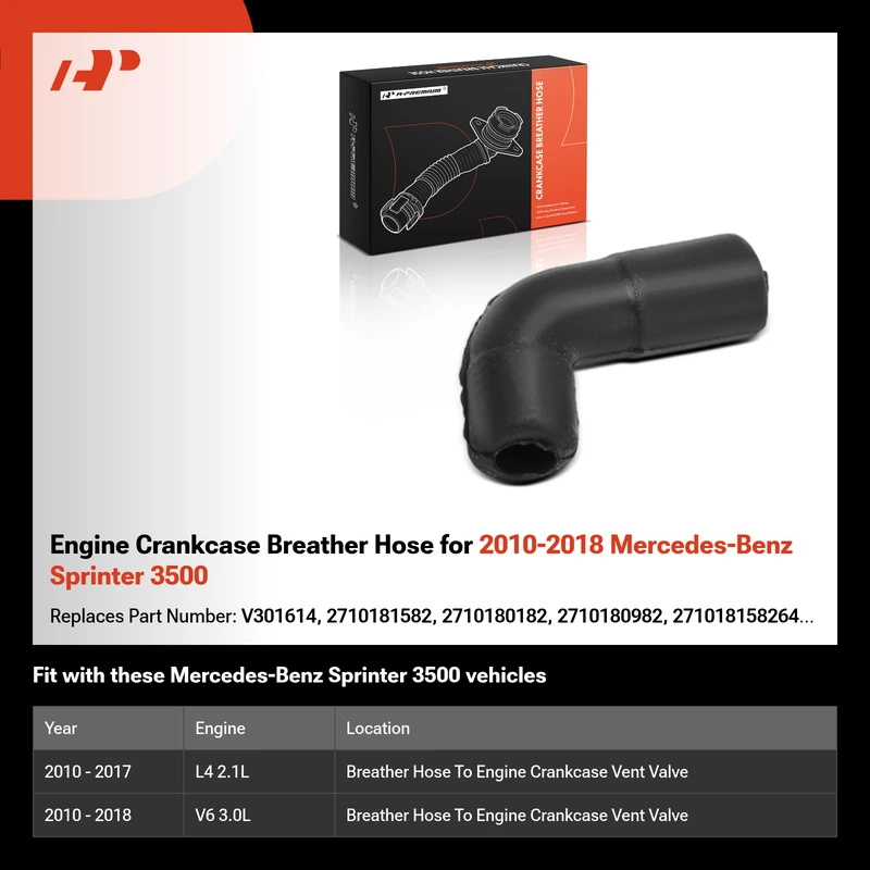Engine Crankcase Breather Hose for 2010-2018 Mercedes-Benz Sprinter 3500