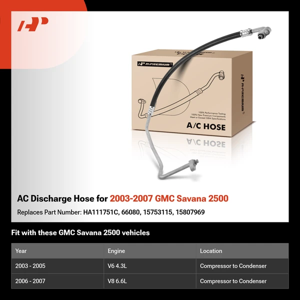 AC Discharge Hose for 2003-2007 GMC Savana 2500