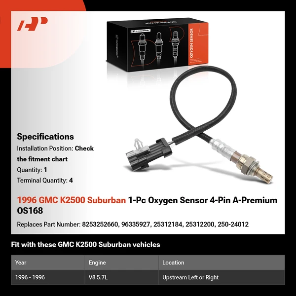 1996 GMC K2500 Suburban 1-Pc Oxygen Sensor 4-Pin A-Premium OS168