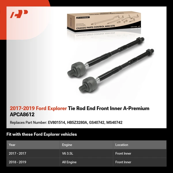 2017-2019 Ford Explorer Tie Rod End Front Inner A-Premium APCA8612