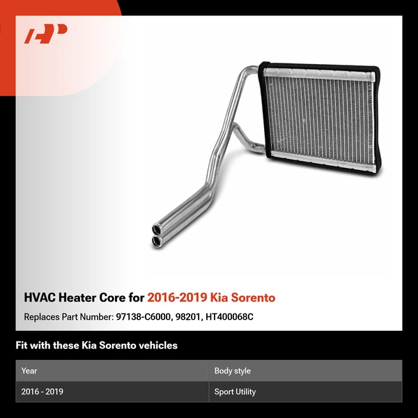 HVAC Heater Core for 2016-2019 Kia Sorento