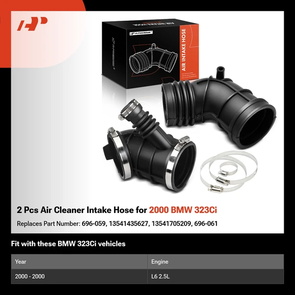 2 Pcs Air Cleaner Intake Hose for 2000 BMW 323Ci