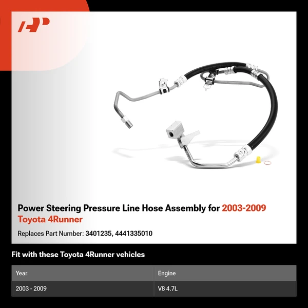 Power Steering Pressure Line Hose Assembly for 2003-2009 Toyota 4Runner